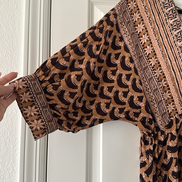 Aakaa Bohemian Brown Patterned Dress Size Medium - Picture 2 of 5